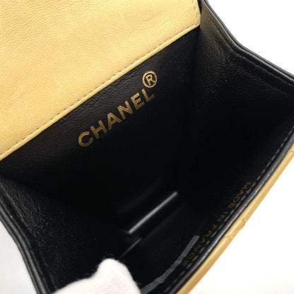 Chanel Waist Bag Lambskin Black X Beige Matrasse Bicolor Women