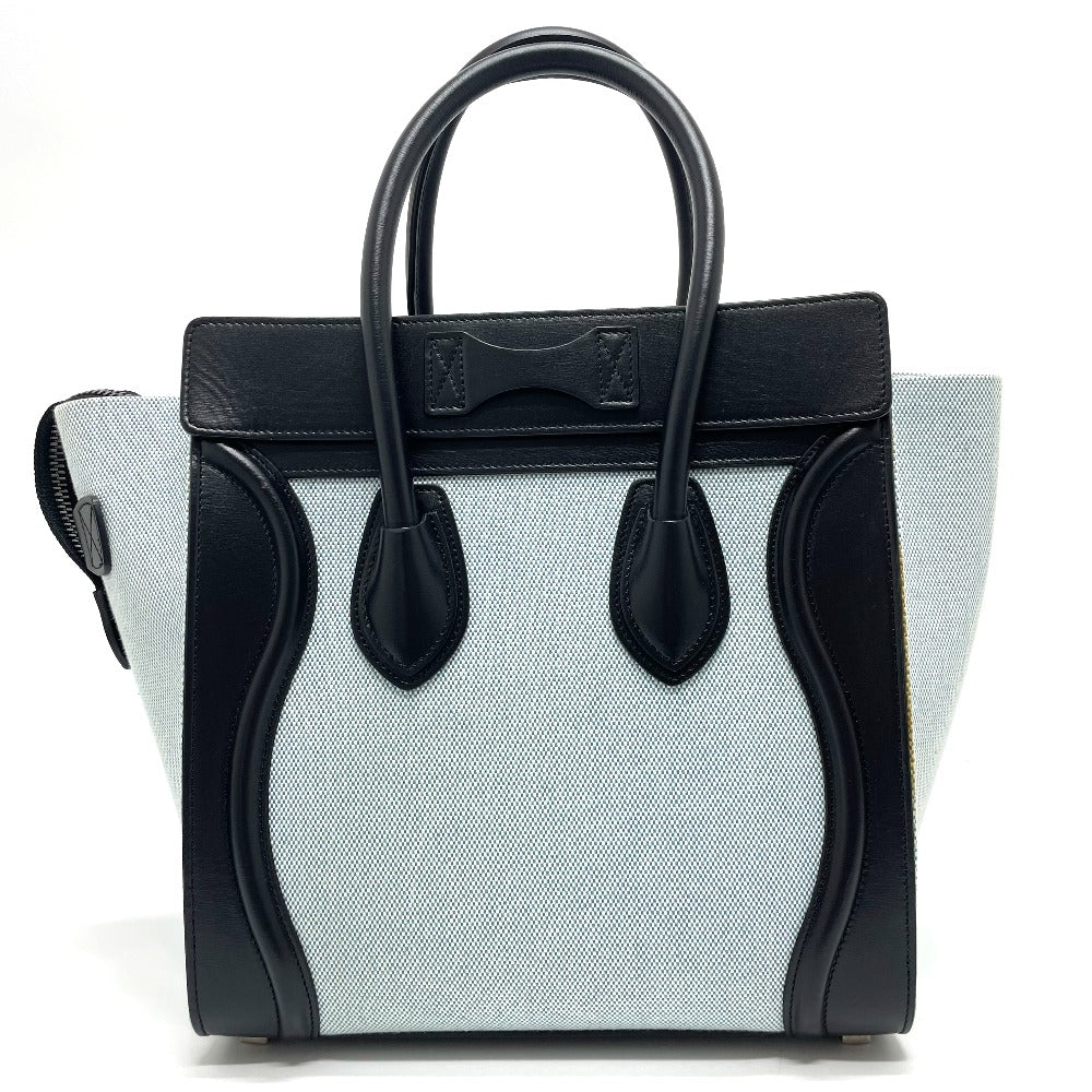 Celine Handbag 167792 Leather / Canvas Blue X Black Luggage Micro Shopper Women