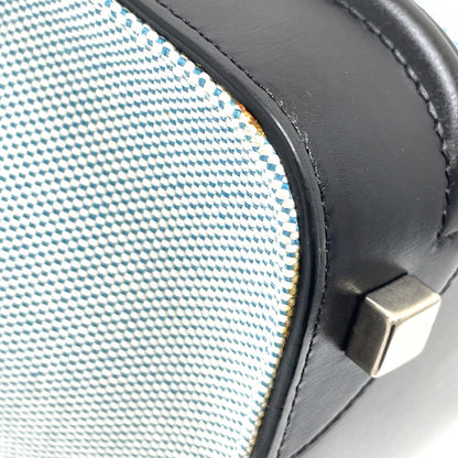 Celine Handbag 167792 Leather / Canvas Blue X Black Luggage Micro Shopper Women