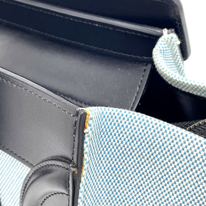 Celine Handbag 167792 Leather / Canvas Blue X Black Luggage Micro Shopper Women