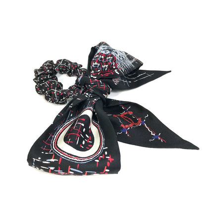 Chanel Scarf Silk Black Coco Mark Cc Scarf Women