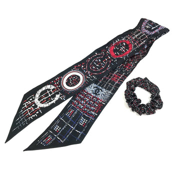 Chanel Scarf Silk Black Coco Mark Cc Scarf Women