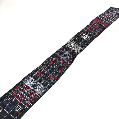 Chanel Scarf Silk Black Coco Mark Cc Scarf Women