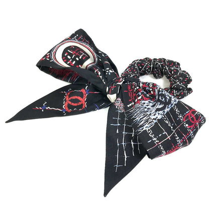 Chanel Scarf Silk Black Coco Mark Cc Scarf Women