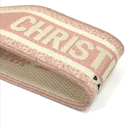 Dior Belt Canvas/Leather, Gold Plated Pink Embroidery Logo Women 85