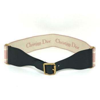 Dior Belt Canvas/Leather, Gold Plated Pink Embroidery Logo Women 85