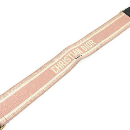 Dior Belt Canvas/Leather, Gold Plated Pink Embroidery Logo Women 85
