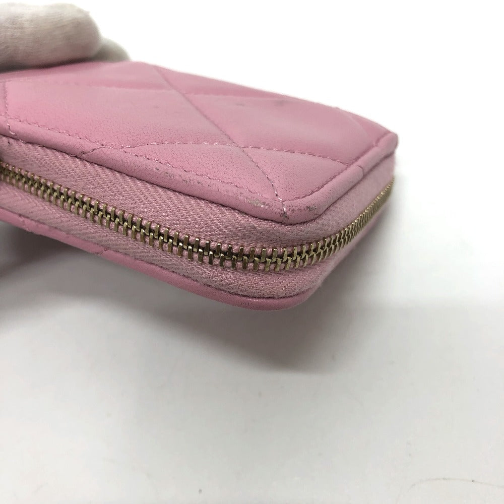 Chanel Coin Case Lambskin Pink Coco Mark Cc Matelasse/Card Case Women