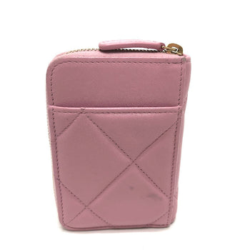 Chanel Coin Case Lambskin Pink Coco Mark Cc Matelasse/Card Case Women