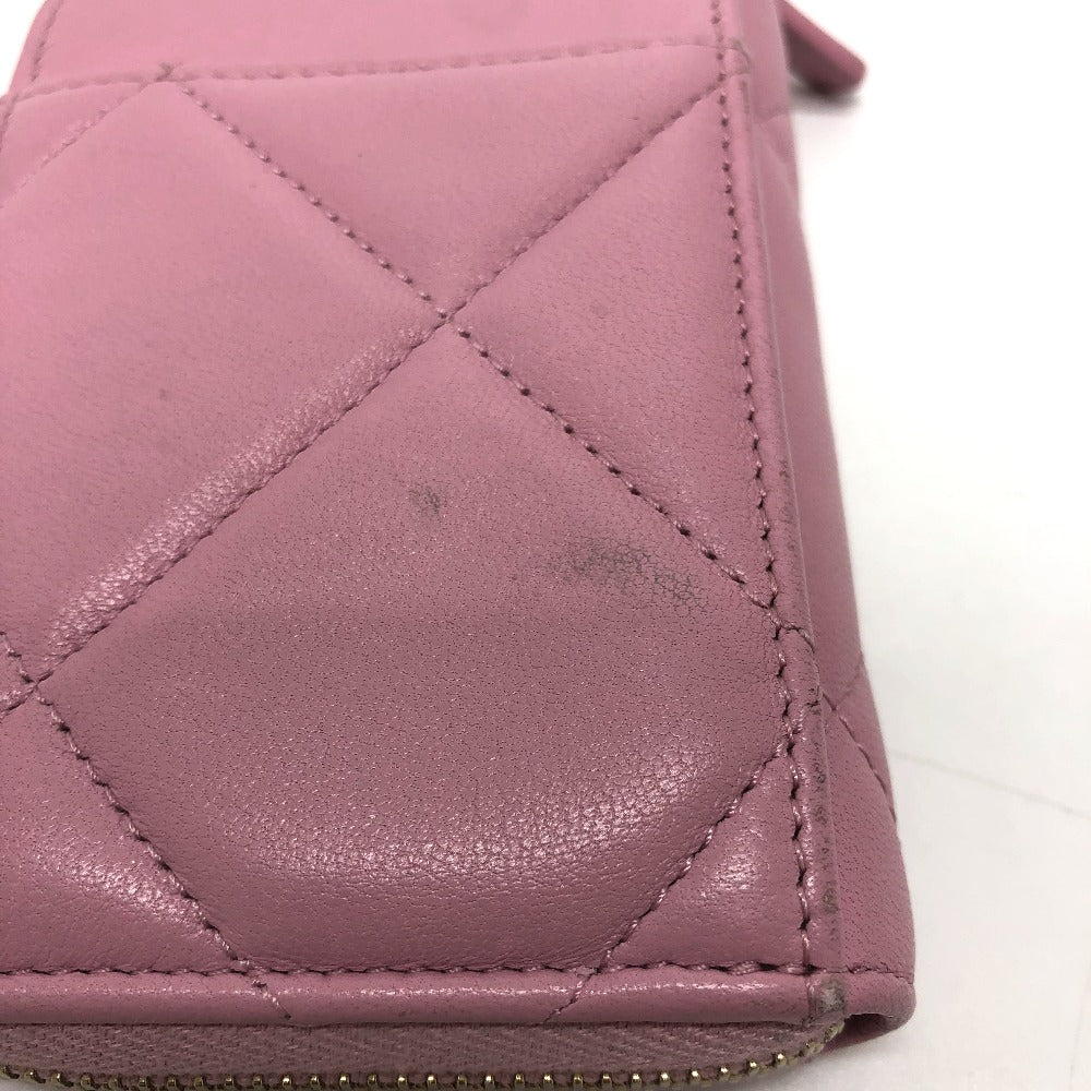 Chanel Coin Case Lambskin Pink Coco Mark Cc Matelasse/Card Case Women