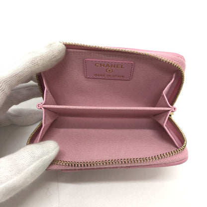 Chanel Coin Case Lambskin Pink Coco Mark Cc Matelasse/Card Case Women