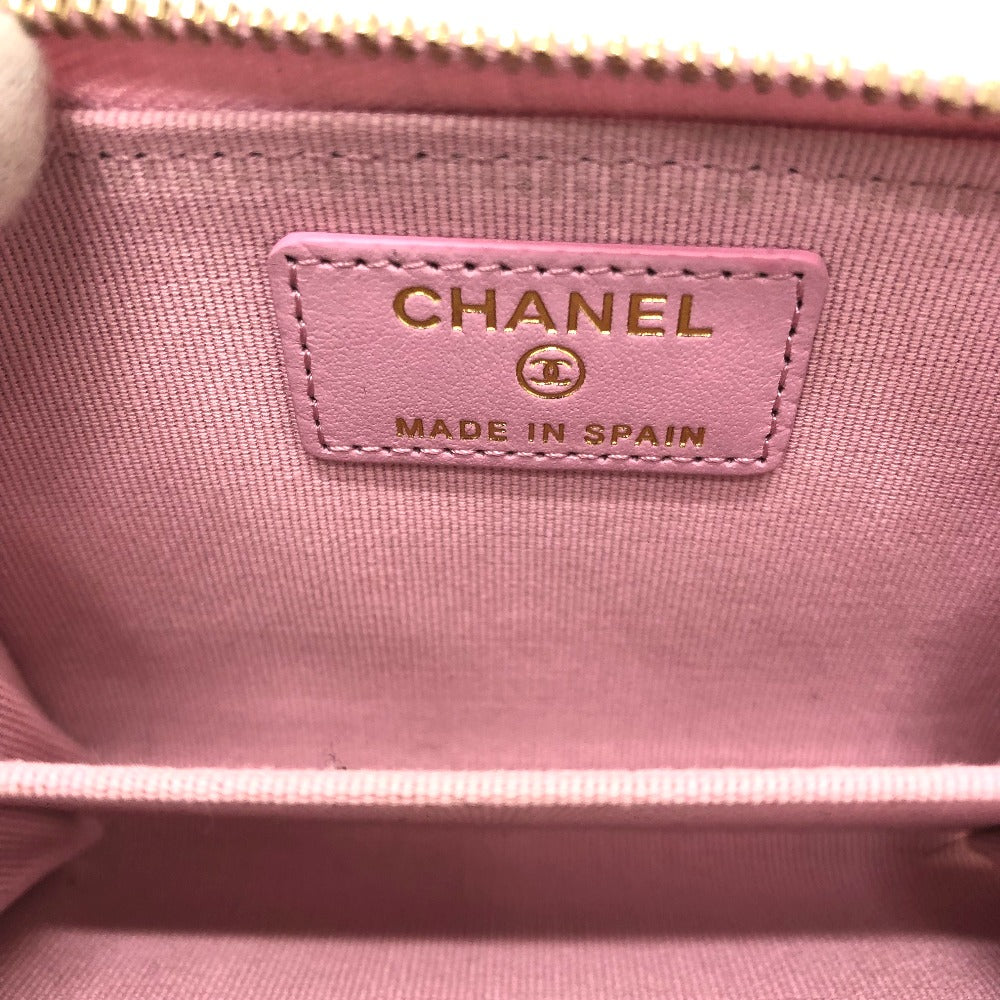 Chanel Coin Case Lambskin Pink Coco Mark Cc Matelasse/Card Case Women