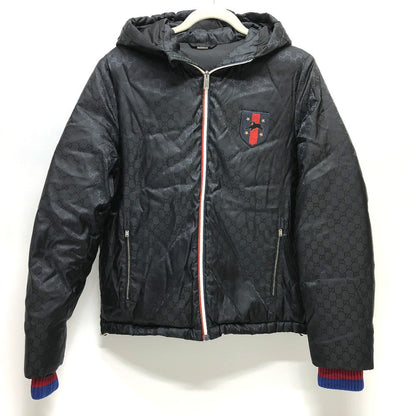 Gucci Down Jacket 452434 Nylon, Down Black Gg Nylon Emblem Mens 44