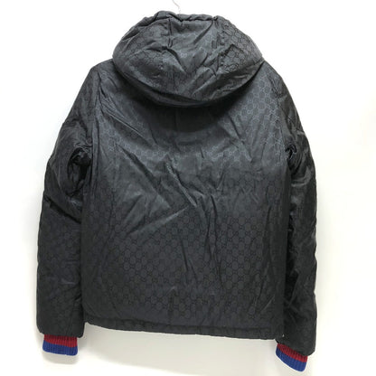Gucci Down Jacket 452434 Nylon, Down Black Gg Nylon Emblem Mens 44