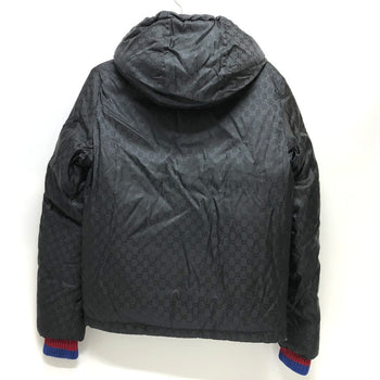 Gucci Down Jacket 452434 Nylon, Down Black Gg Nylon Emblem Mens 44