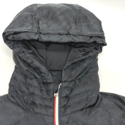 Gucci Down Jacket 452434 Nylon, Down Black Gg Nylon Emblem Mens 44
