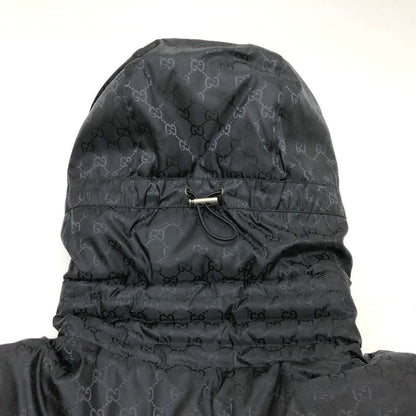 Gucci Down Jacket 452434 Nylon, Down Black Gg Nylon Emblem Mens 44