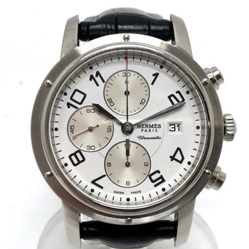 Hermes Watches Mechanical Automatic Cp1.910 Stainless Steel Silver Clipper Chrono White Dial Mens
