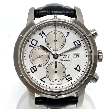 Hermes Watches Mechanical Automatic Cp1.910 Stainless Steel Silver Clipper Chrono White Dial Mens