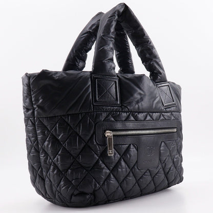 Chanel Handbag A48610 Nylon Black Reversible Small Tote Cococoon Women