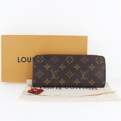 Louis Vuitton Long Wallet Purse M62940 Monogram Canvas Brown Flower Charm Portefeuille Clemence