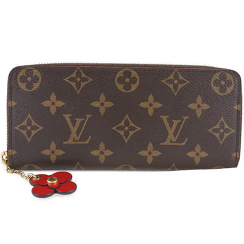 Louis Vuitton Long Wallet Purse M62940 Monogram Canvas Brown Flower Charm Portefeuille Clemence