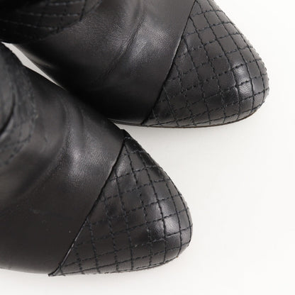 Chanel Boots Leather Black Matrasse Coco Mark Women 34 1/2