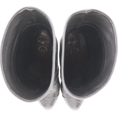 Chanel Boots Leather Black Matrasse Coco Mark Women 34 1/2