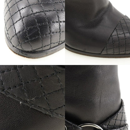 Chanel Boots Leather Black Matrasse Coco Mark Women 34 1/2