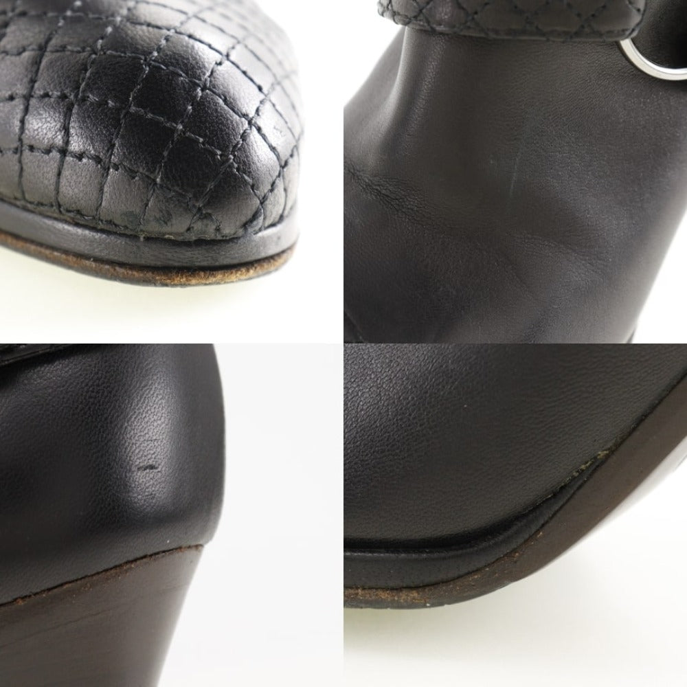 Chanel Boots Leather Black Matrasse Coco Mark Women 34 1/2