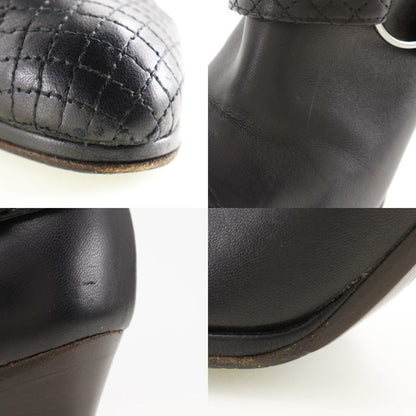 Chanel Boots Leather Black Matrasse Coco Mark Women 34 1/2