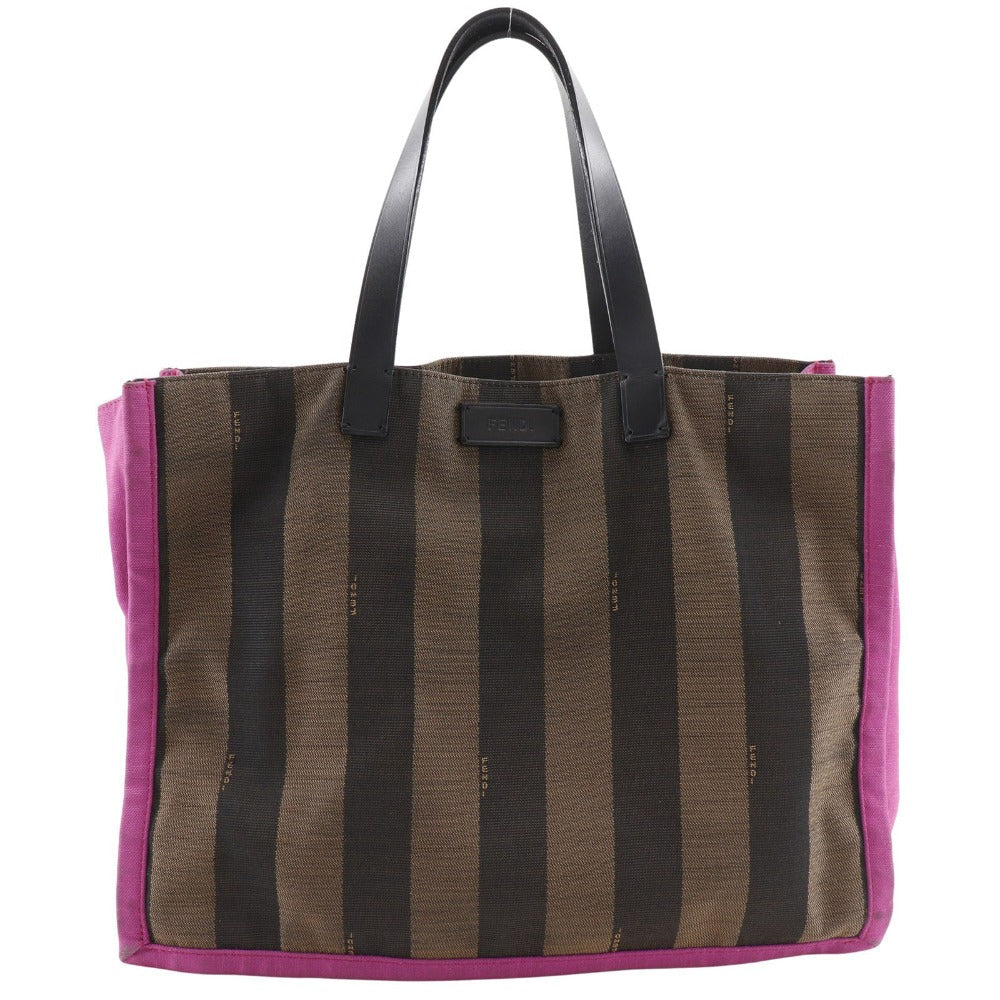 Fendi Handbag 8Bh252 Nylon Canvas Brown Pink Pecan Pattern Tote Bag Women