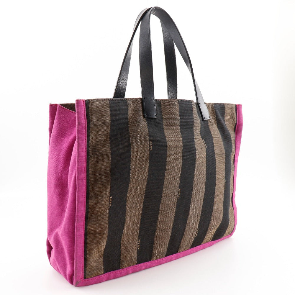 Fendi Handbag 8Bh252 Nylon Canvas Brown Pink Pecan Pattern Tote Bag Women