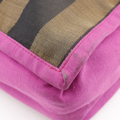 Fendi Handbag 8Bh252 Nylon Canvas Brown Pink Pecan Pattern Tote Bag Women