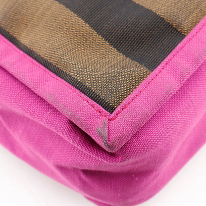Fendi Handbag 8Bh252 Nylon Canvas Brown Pink Pecan Pattern Tote Bag Women