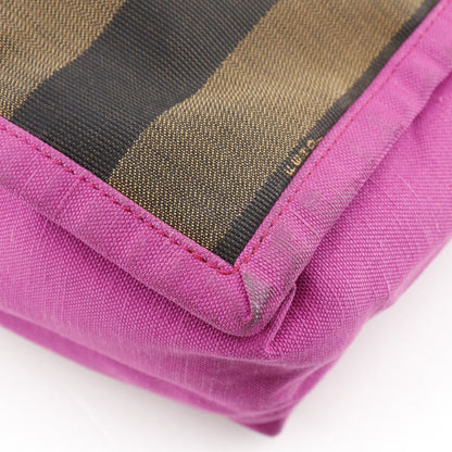 Fendi Handbag 8Bh252 Nylon Canvas Brown Pink Pecan Pattern Tote Bag Women
