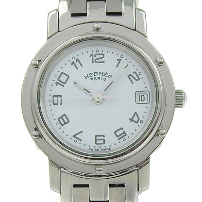 Hermes Watches Quartz Cl4.210 Stainless Steel Silver Clipper White Dial Women