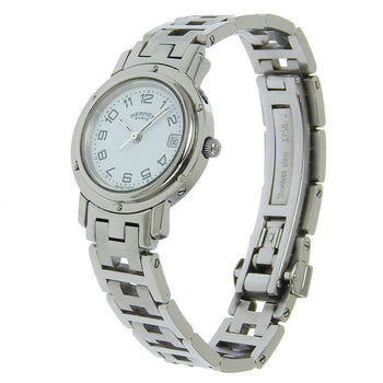 Hermes Watches Quartz Cl4.210 Stainless Steel Silver Clipper White Dial Women