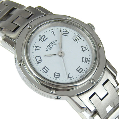 Hermes Watches Quartz Cl4.210 Stainless Steel Silver Clipper White Dial Women