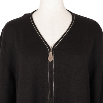 Hermes Cardigan Cashmere, Cotton Black Zip Up Women K