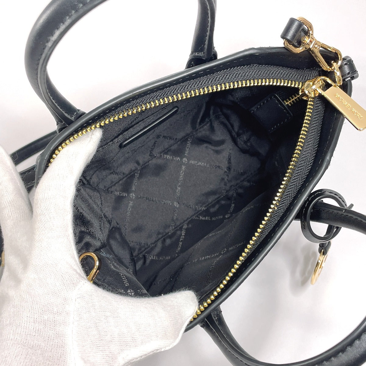 Michael Kors Handbag 35F4G4Vc0L Leather, Suede Black 2Way Satchel Extra Small