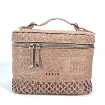 Christian Dior Handbag Canvas Pink Logo Mesh Vanity Bag Women