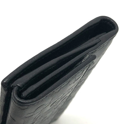 Gucci Long Wallet Purse 143389 Leather Black Embossed All Over Pattern Women