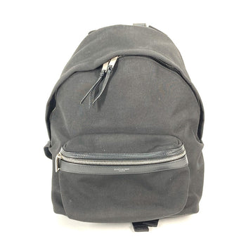 Saint Laurent Paris Backpack 650617 Leather / Canvas Black Bag Logo Mens Secondhand