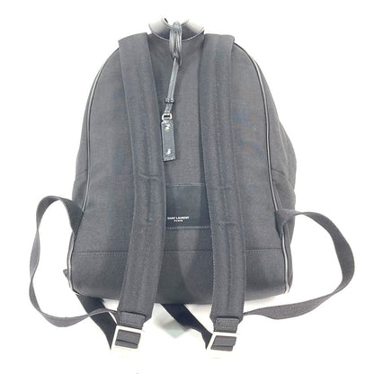 Saint Laurent Paris Backpack 650617 Leather / Canvas Black Bag Logo Mens Secondhand