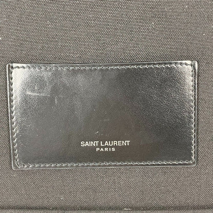 Saint Laurent Paris Backpack 650617 Leather / Canvas Black Bag Logo Mens Secondhand