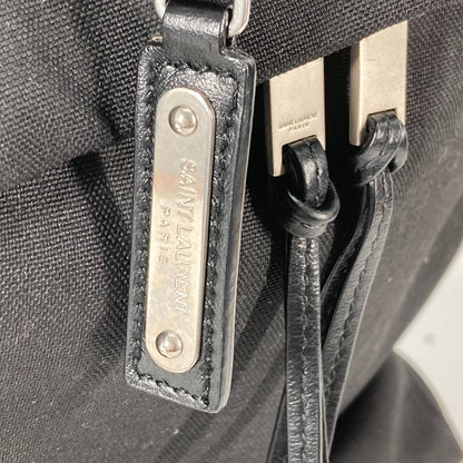 Saint Laurent Paris Backpack 650617 Leather / Canvas Black Bag Logo Mens Secondhand