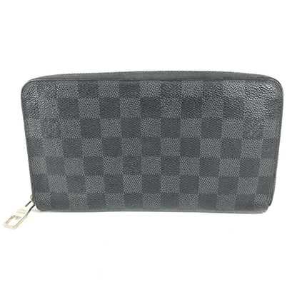 Louis Vuitton Long Wallet Purse N63077 Damier Grafitto Canvas Black Damier Zippy Organizer Mens