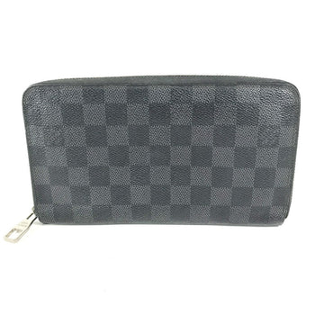 Louis Vuitton Long Wallet Purse N63077 Damier Grafitto Canvas Black Damier Zippy Organizer Mens