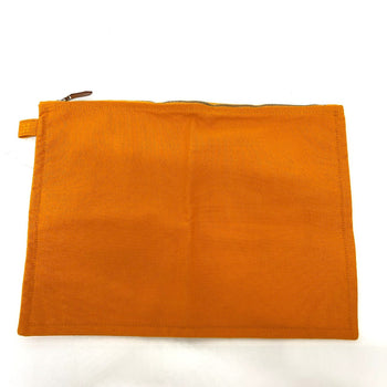 Hermes Pouch Canvas Orange Logo Women